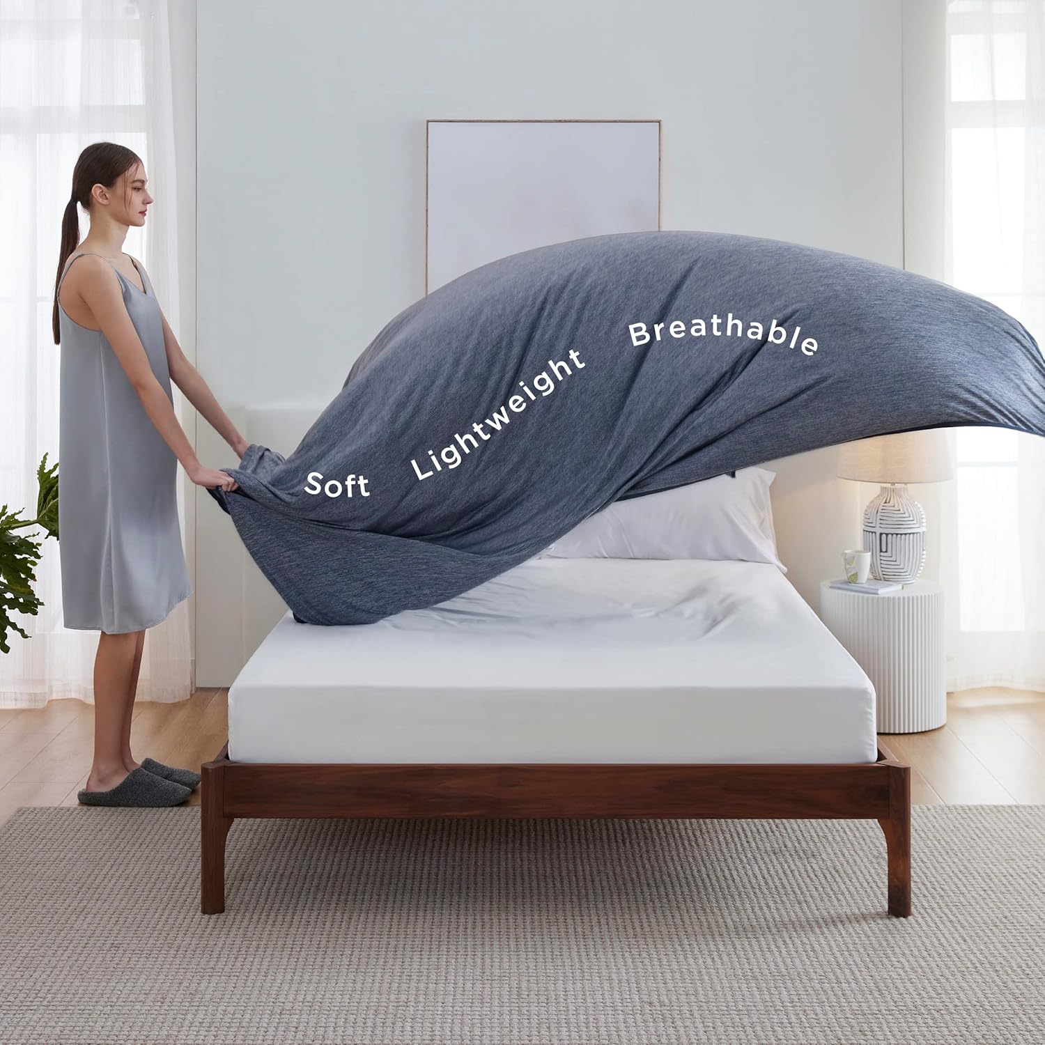 Bedsure Cooling Blanket 50x70 Navy Blue for Hot Sleepers