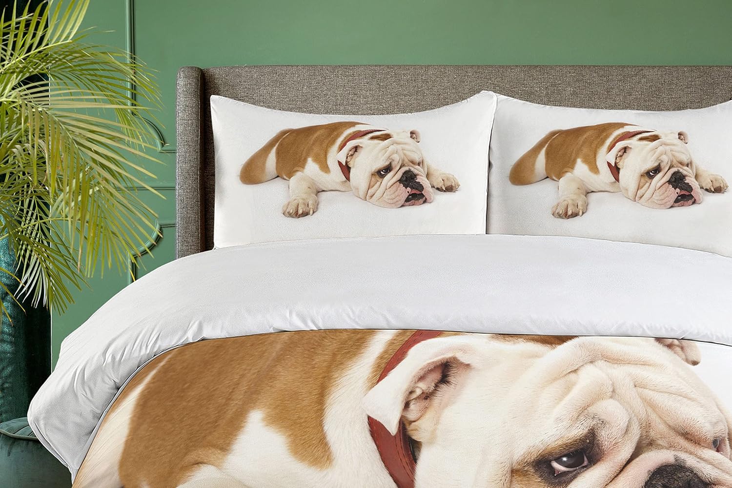 Ambesonne English Bulldog Duvet Cover Set Brown Cream 1