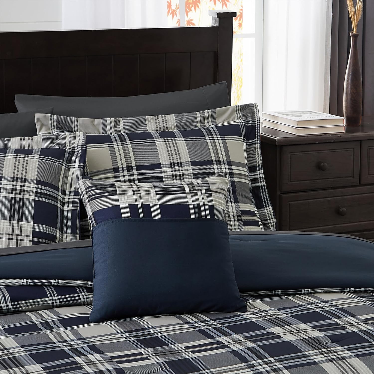 MaiRve Navy Blue Twin XL Comforter Set 5 Piece