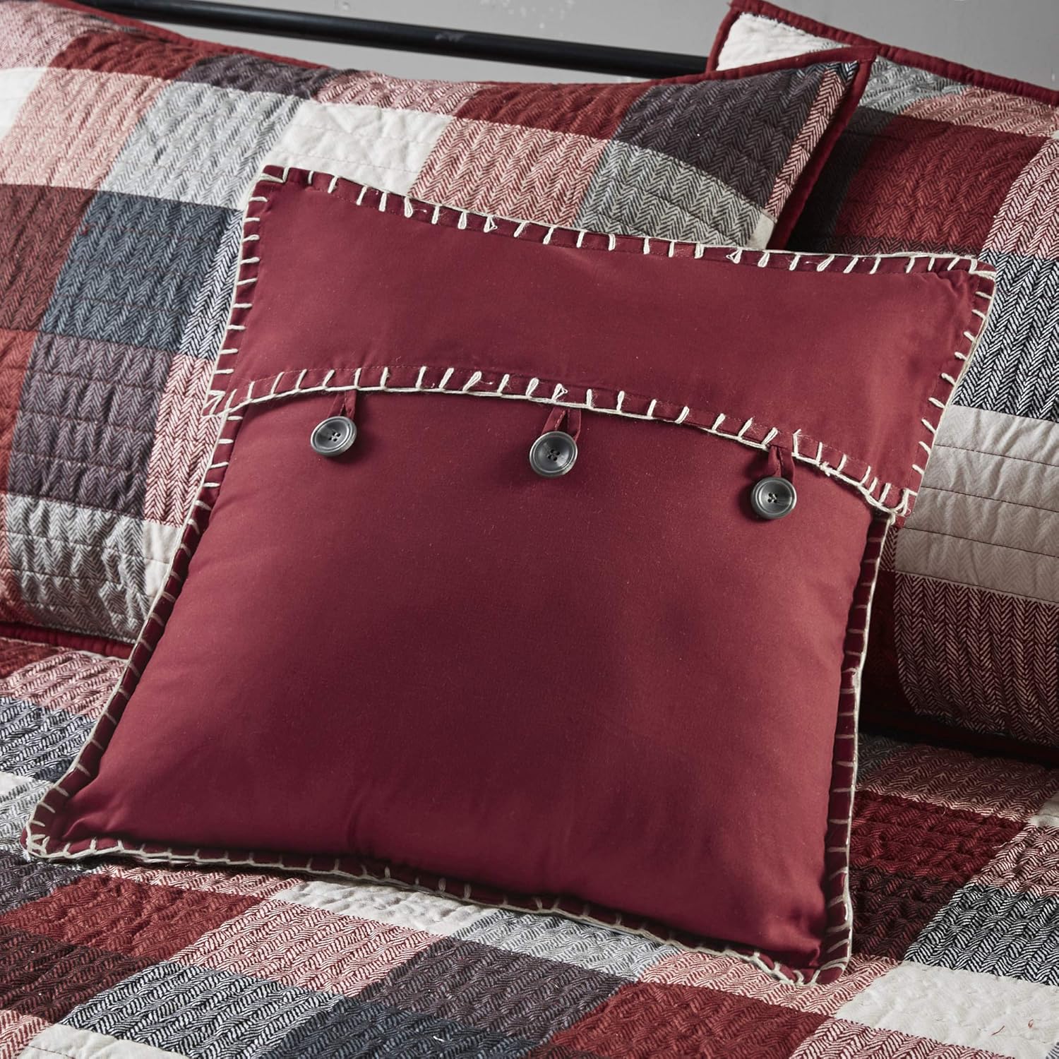 Madison Park Reversible Daybed Cover Set Plaid Red 75x39