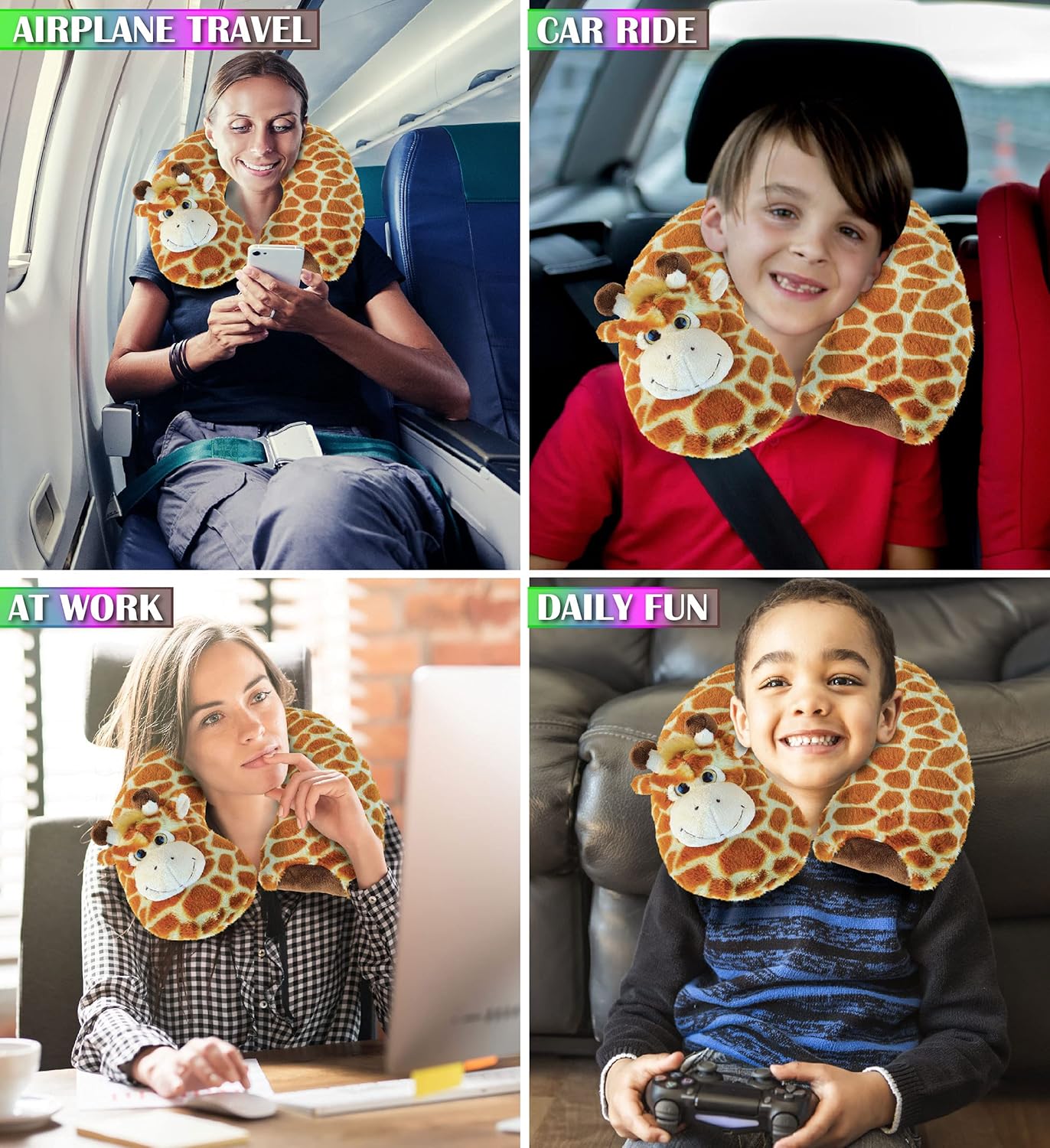 DolliBu Giraffe Plush Neck Pillow for Kids