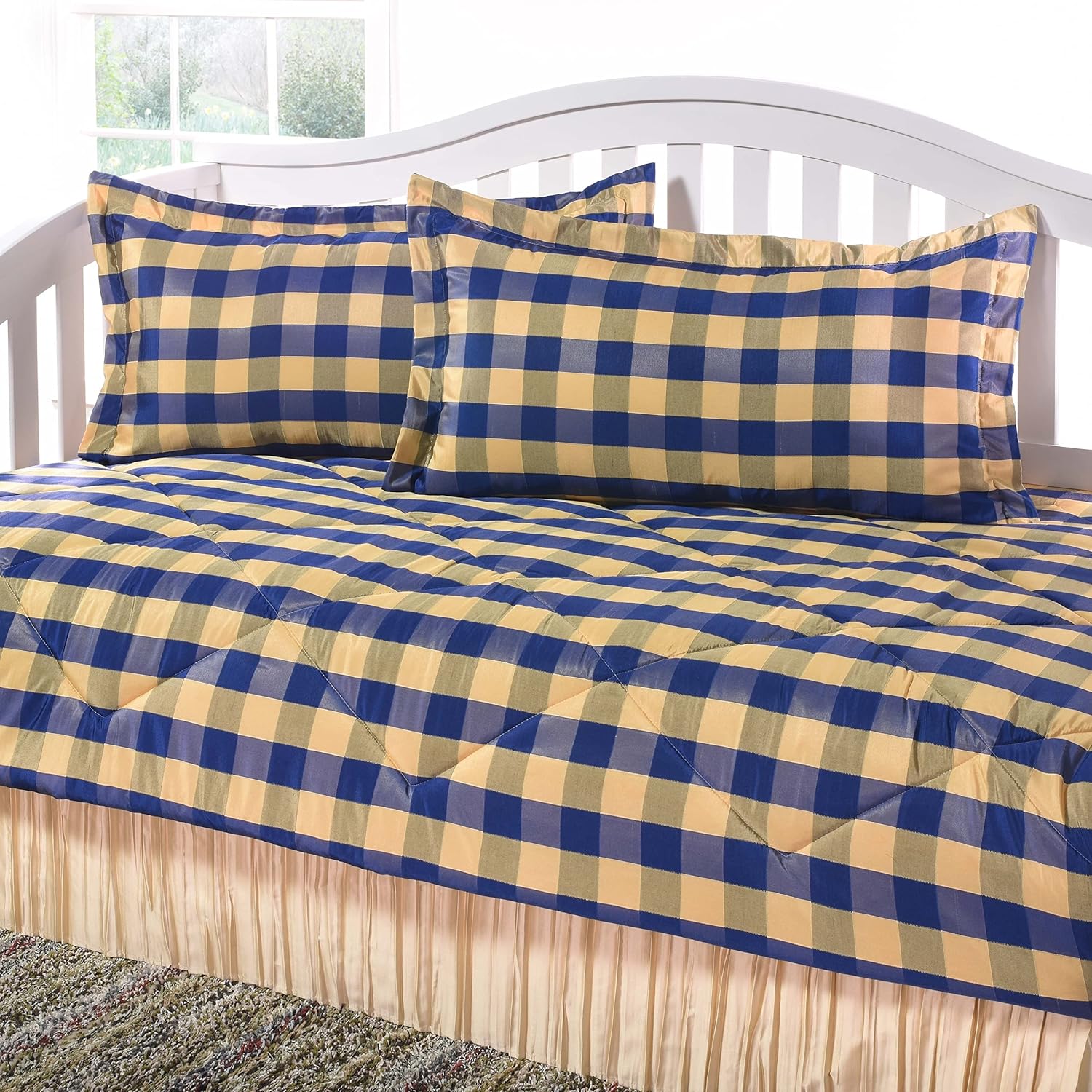 Overstock Checkers Blue Gold Daybed Set