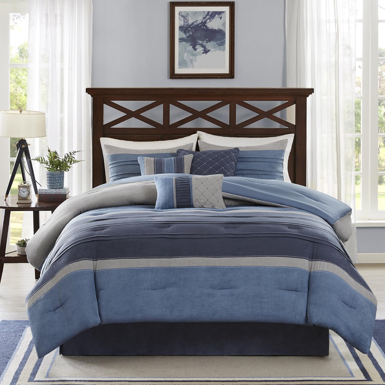 Madison Park Collins Comforter Set Cal King Blue Grey
