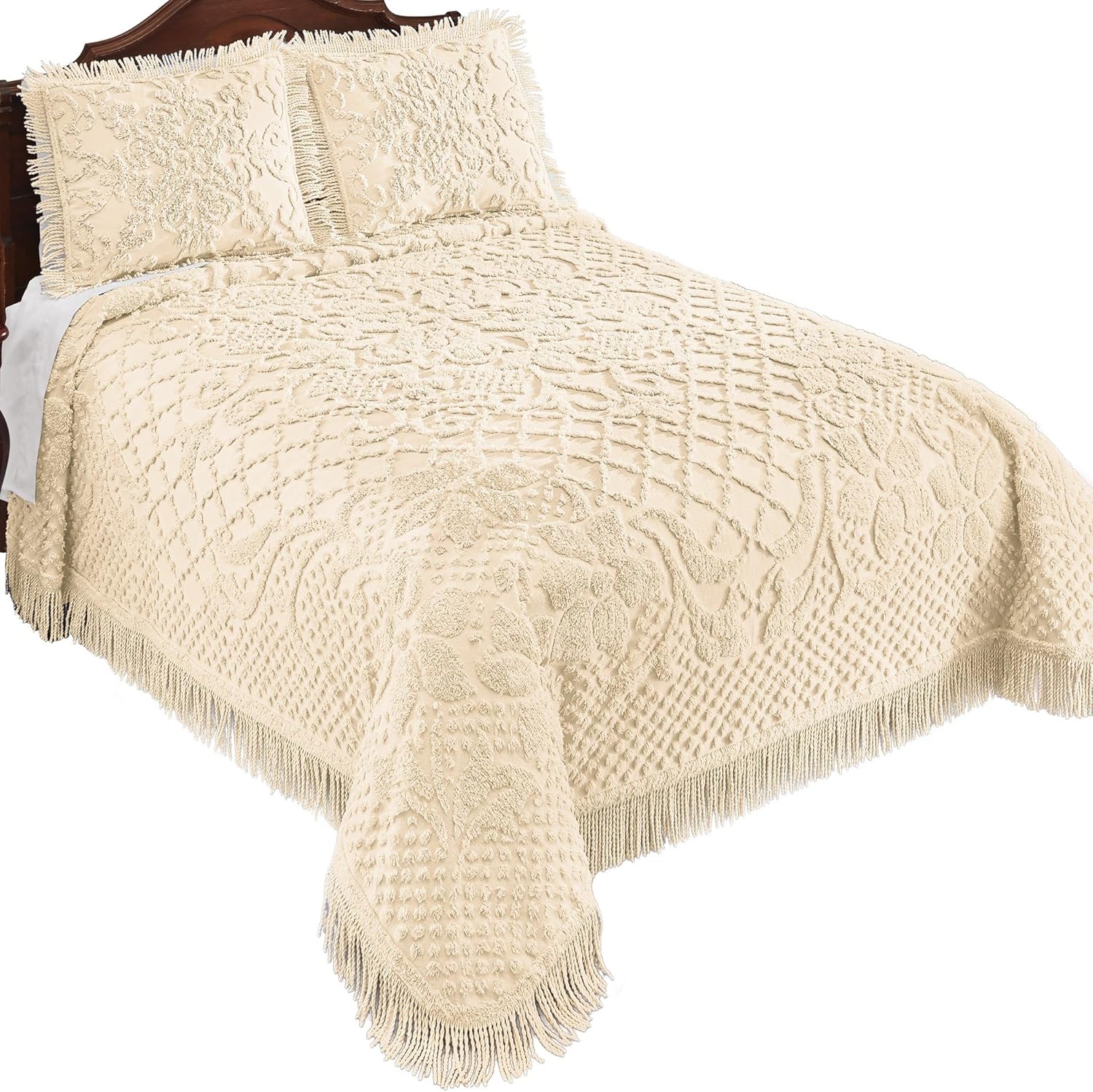 Collections Etc Diamond Pattern Bella Chenille Bedspread - Machine Wash