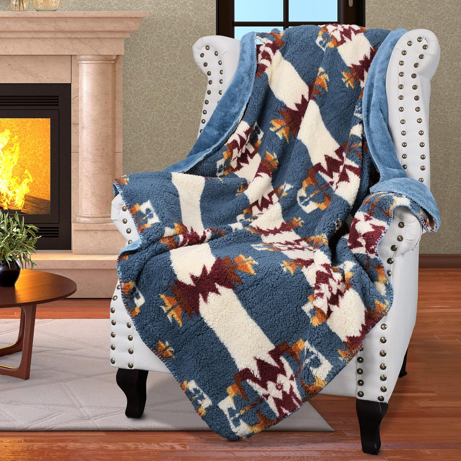 Catalonia Southwestern Tribal Print Throw Blanket 50x60 Inches