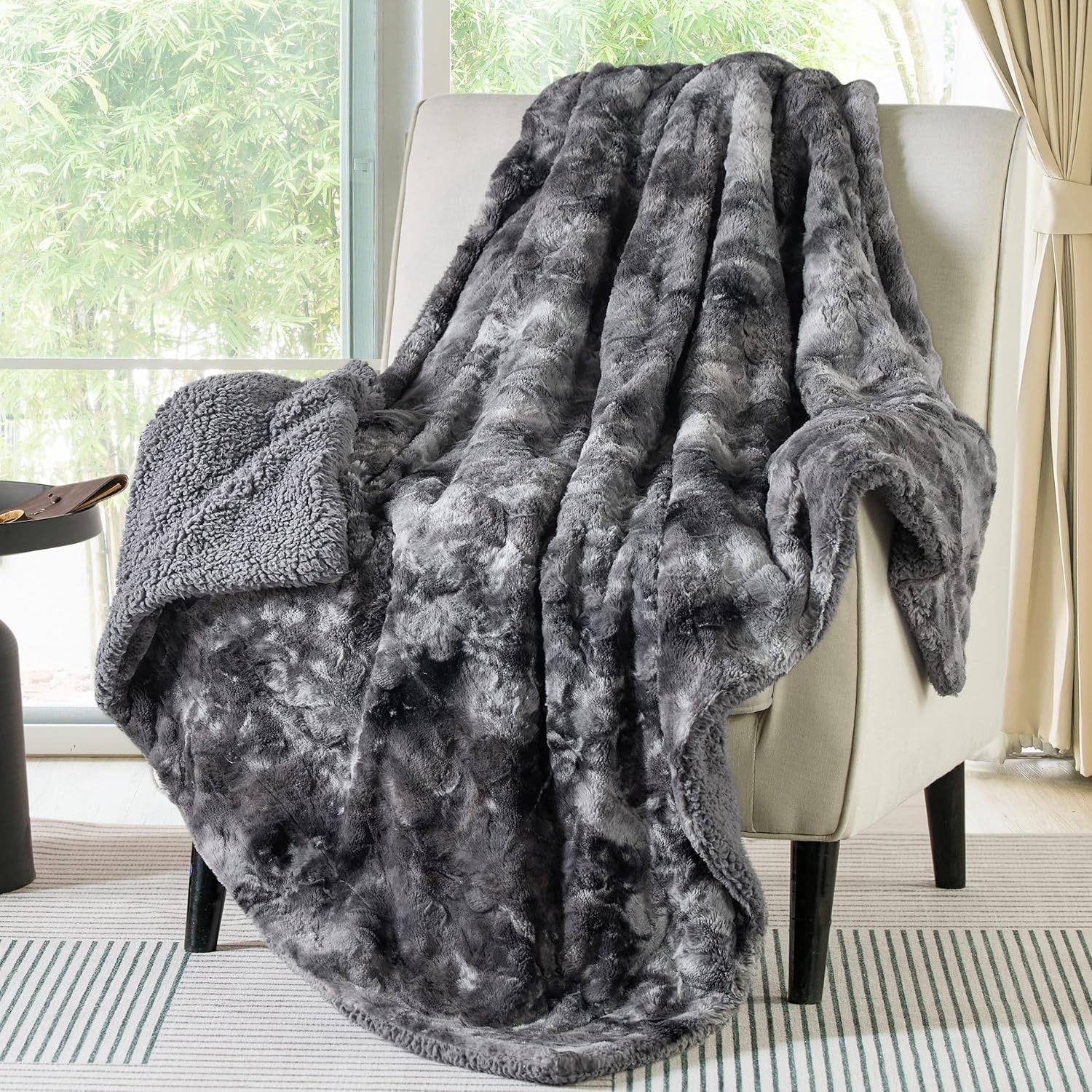 Bedsure Sherpa Fluffy Blanket - Twin Size Tie Dye 60x80 Inches