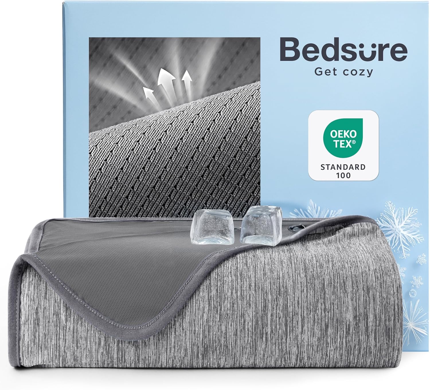 Bedsure Cooling Blanket for Hot Sleepers 50x70 Inches Mesh Grey
