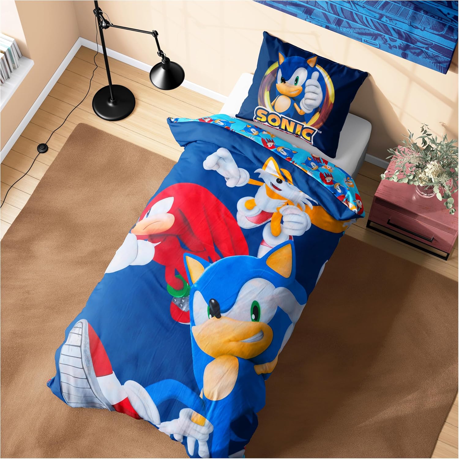 Sonic The Hedgehog Duvet Cover Pillowcase Set Kids Teens Single Size