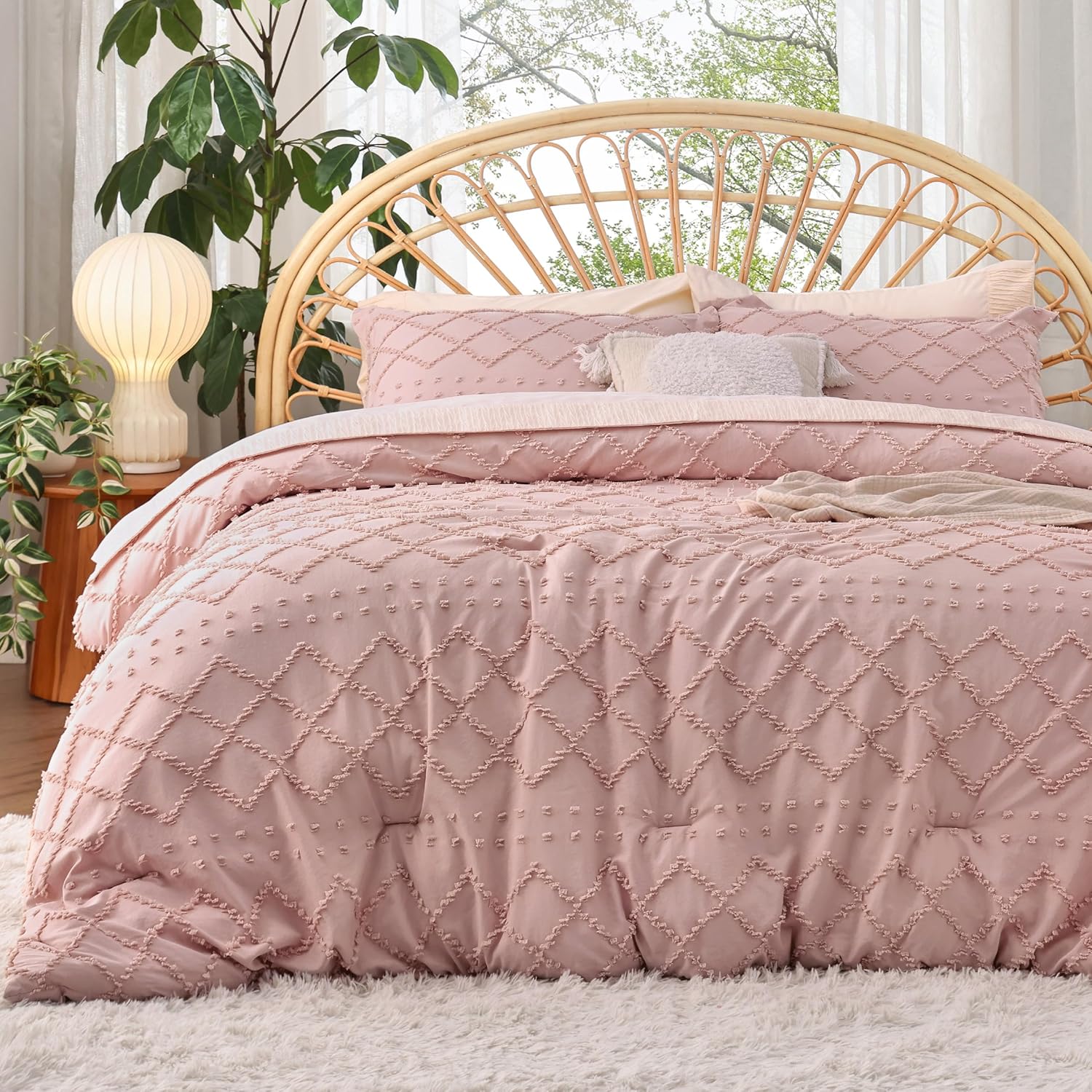 Bedsure Queen Comforter Set - Coral Pink