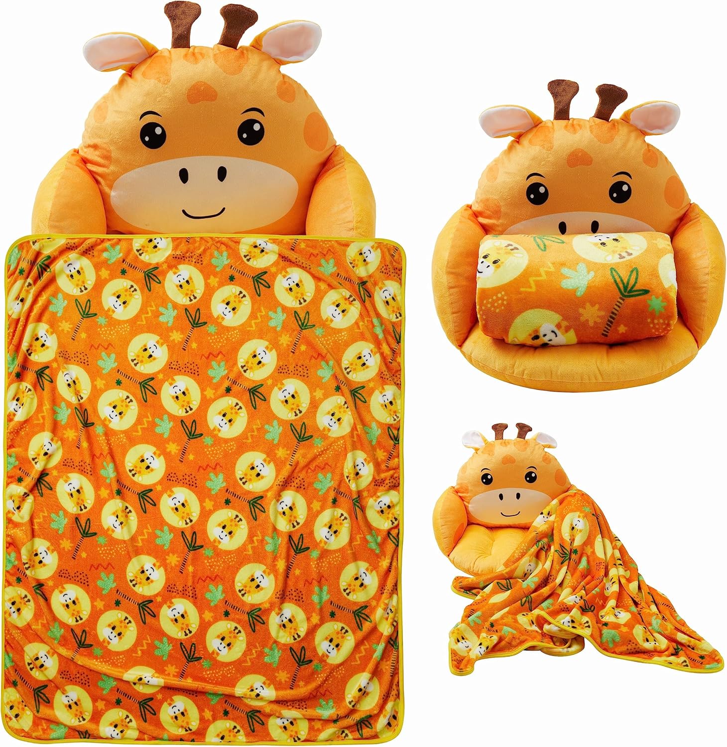 Unicorns Robots Boys Giraffe Lounge Pillow with Blanket