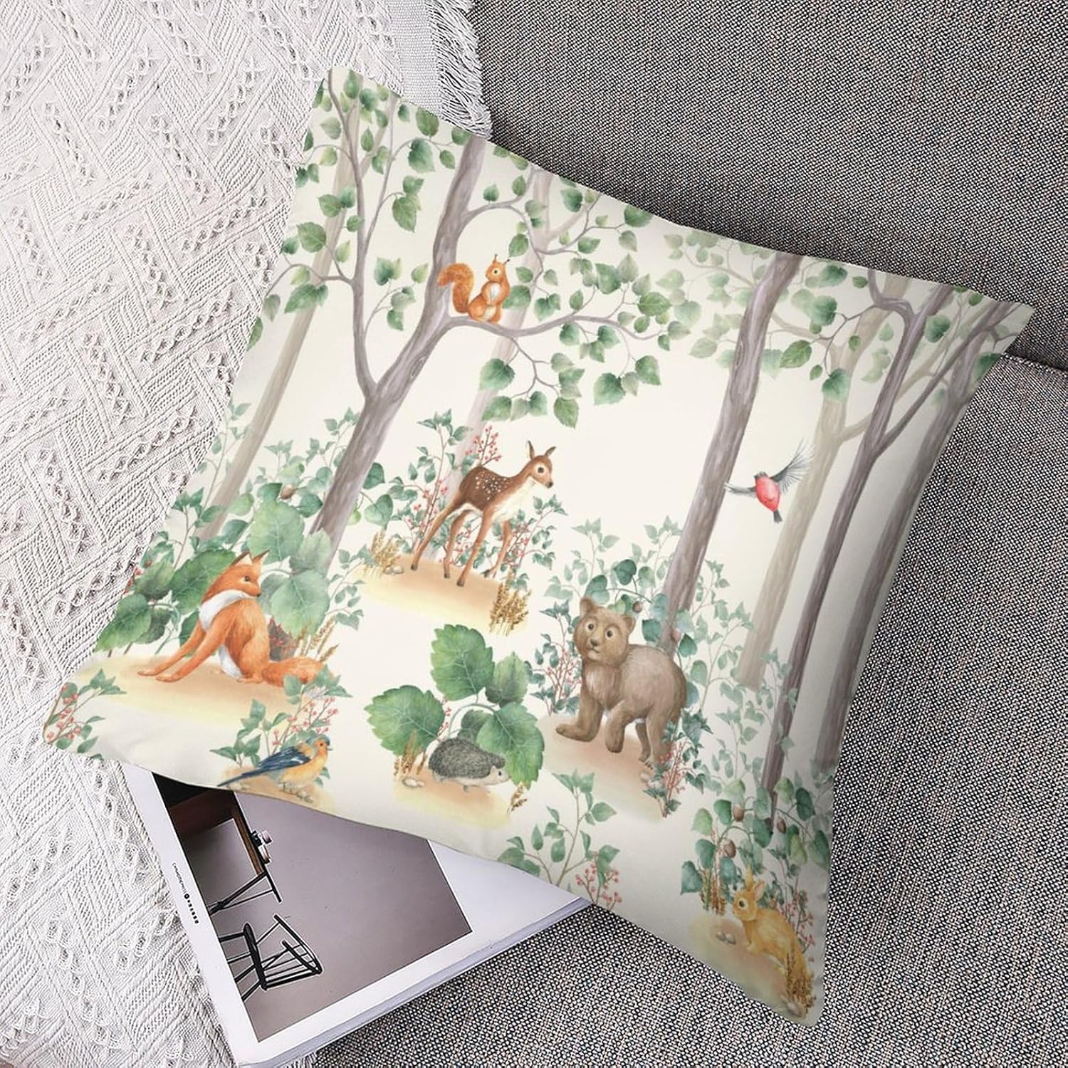 SENRUEGT Woodland Animal Pillow Covers 16x16