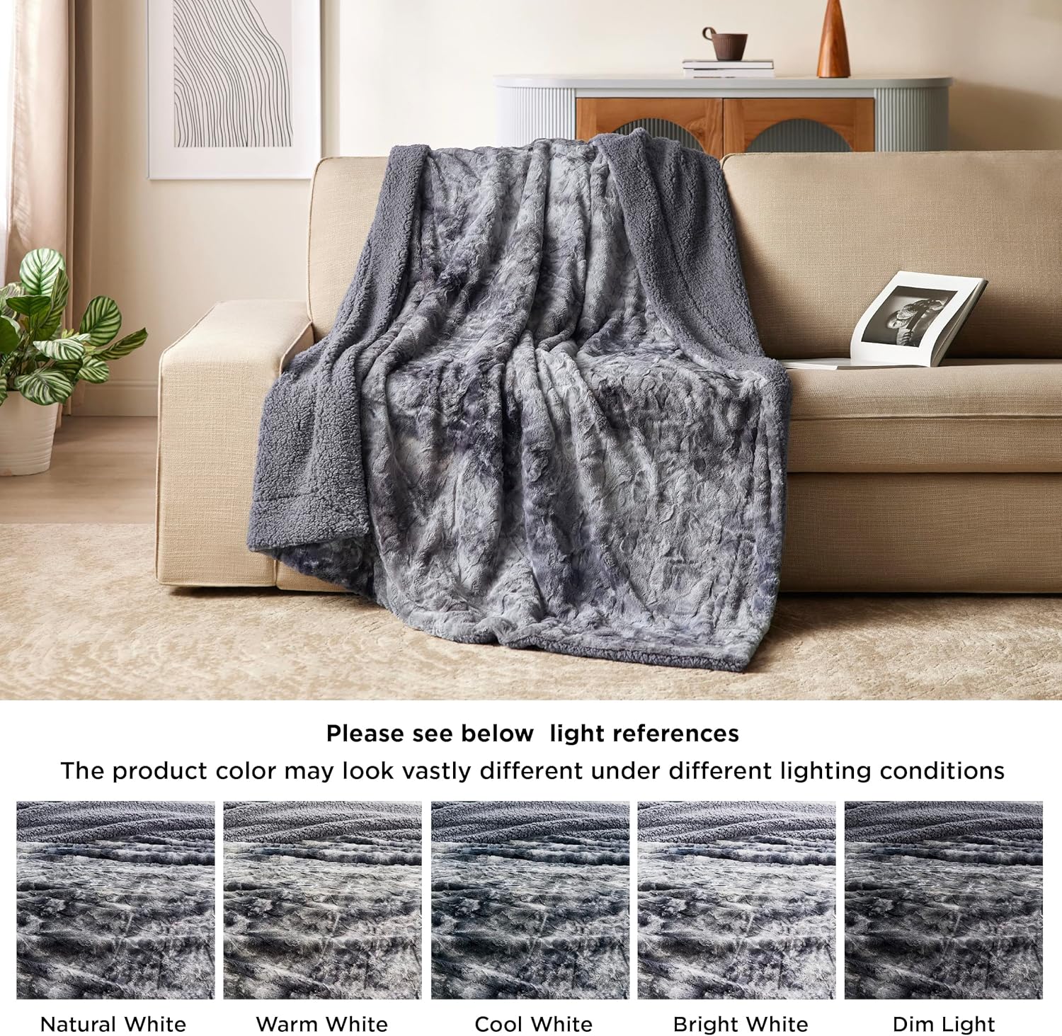 Bedsure Sherpa Fluffy Blanket - Twin Size Tie Dye 60x80 Inches